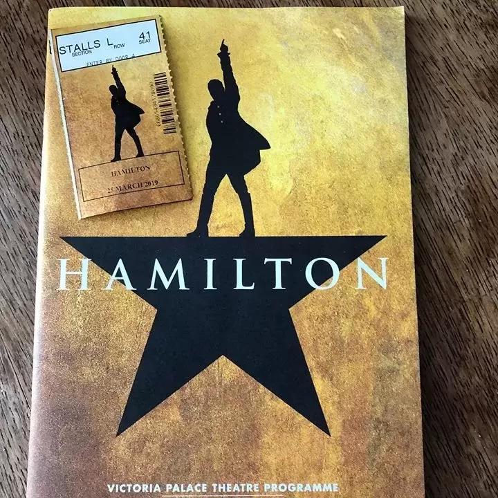 Pictured: Hamilton, the musical, program and ticket stub.